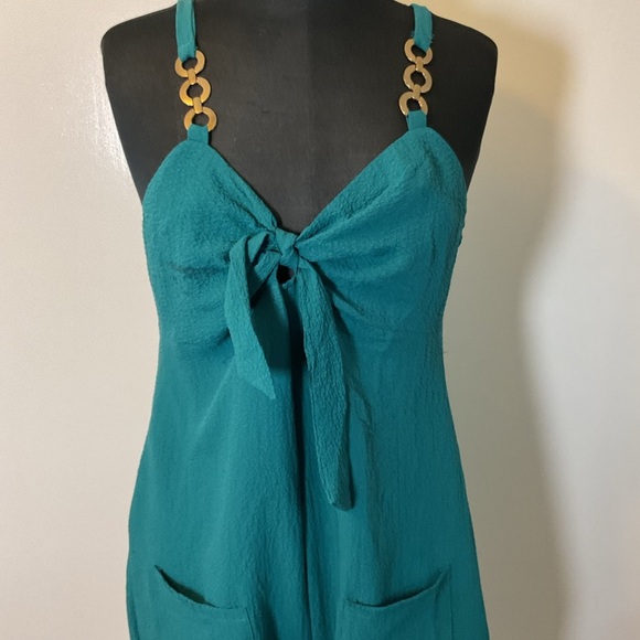 18. Chicme Teal Blue Sleeveless Jumpsuit with Sweetheart Neckline Size Large - Picture 3 of 6